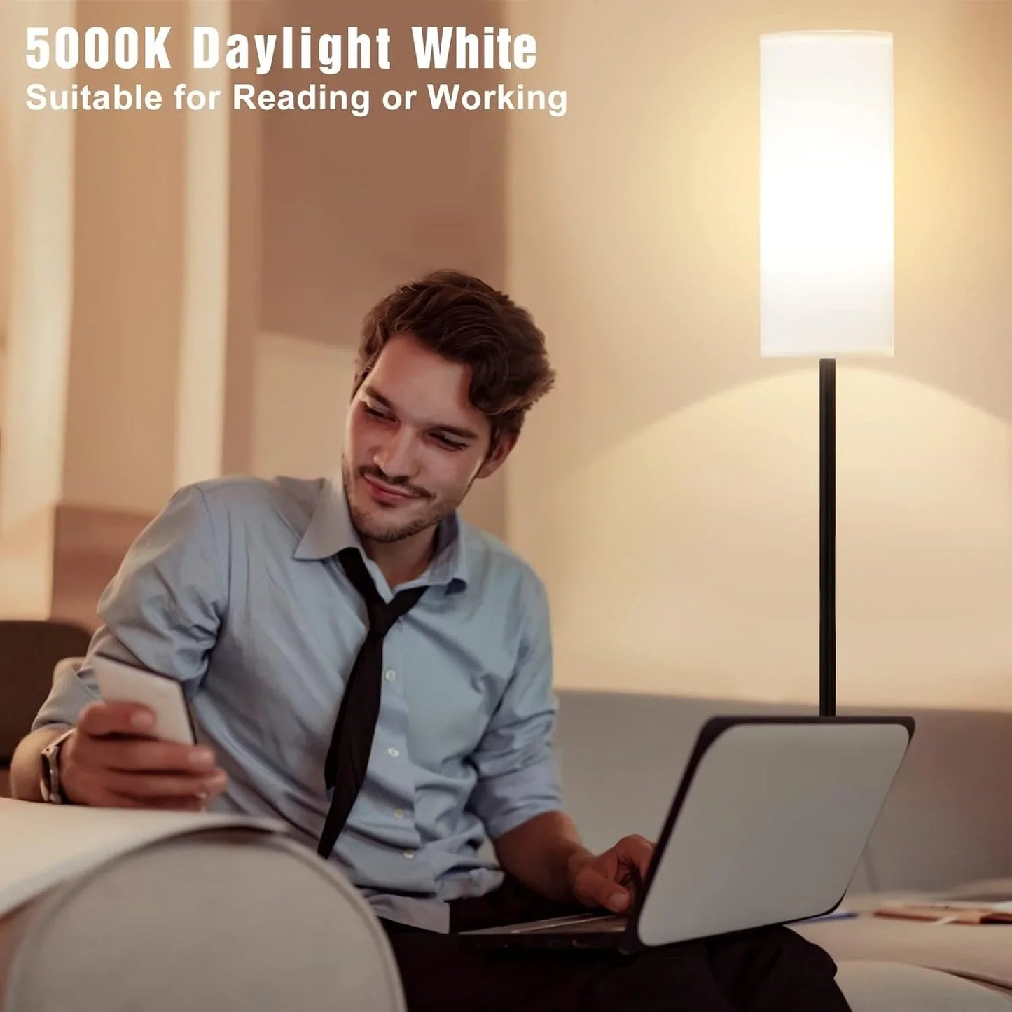 Anasay Modern Floor Lamp with Remote – Dimmable Light for Living Room, Bedroom & Office