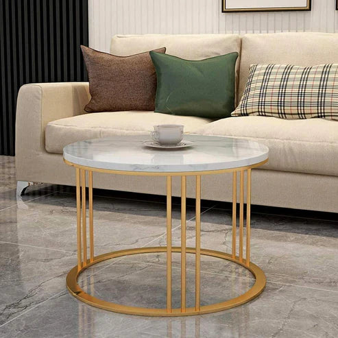 Classic Tethered Metallic Black Marble Finish Wooden Top Table Set of 2