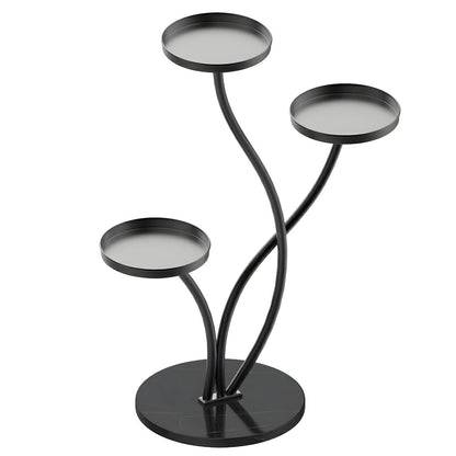 Elegant Round Metal Plant Stand with 3 Shelves and Stone Base