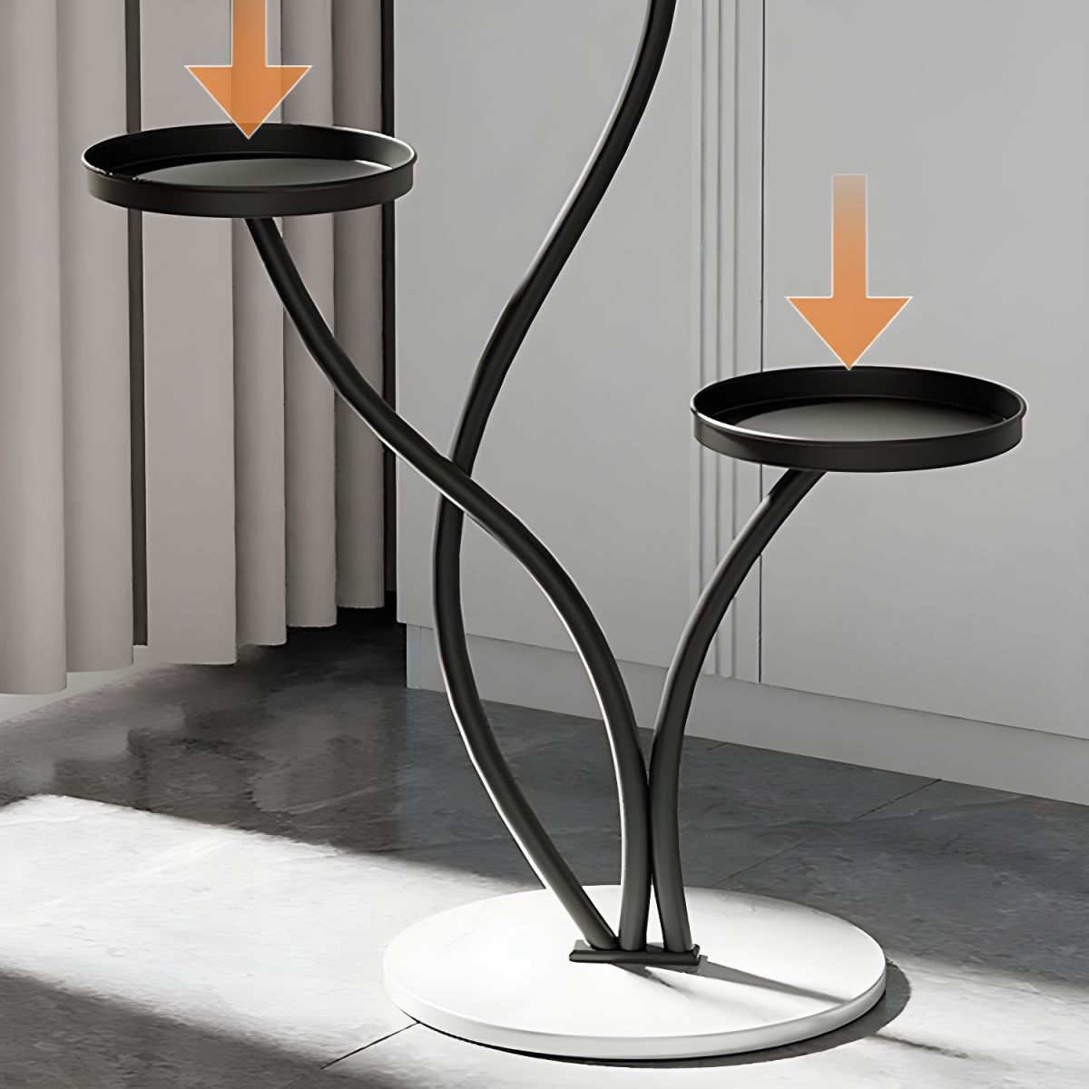Elegant Round Metal Plant Stand with 3 Shelves and Stone Base