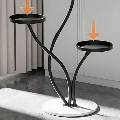 Elegant Round Metal Plant Stand with 3 Shelves and Stone Base
