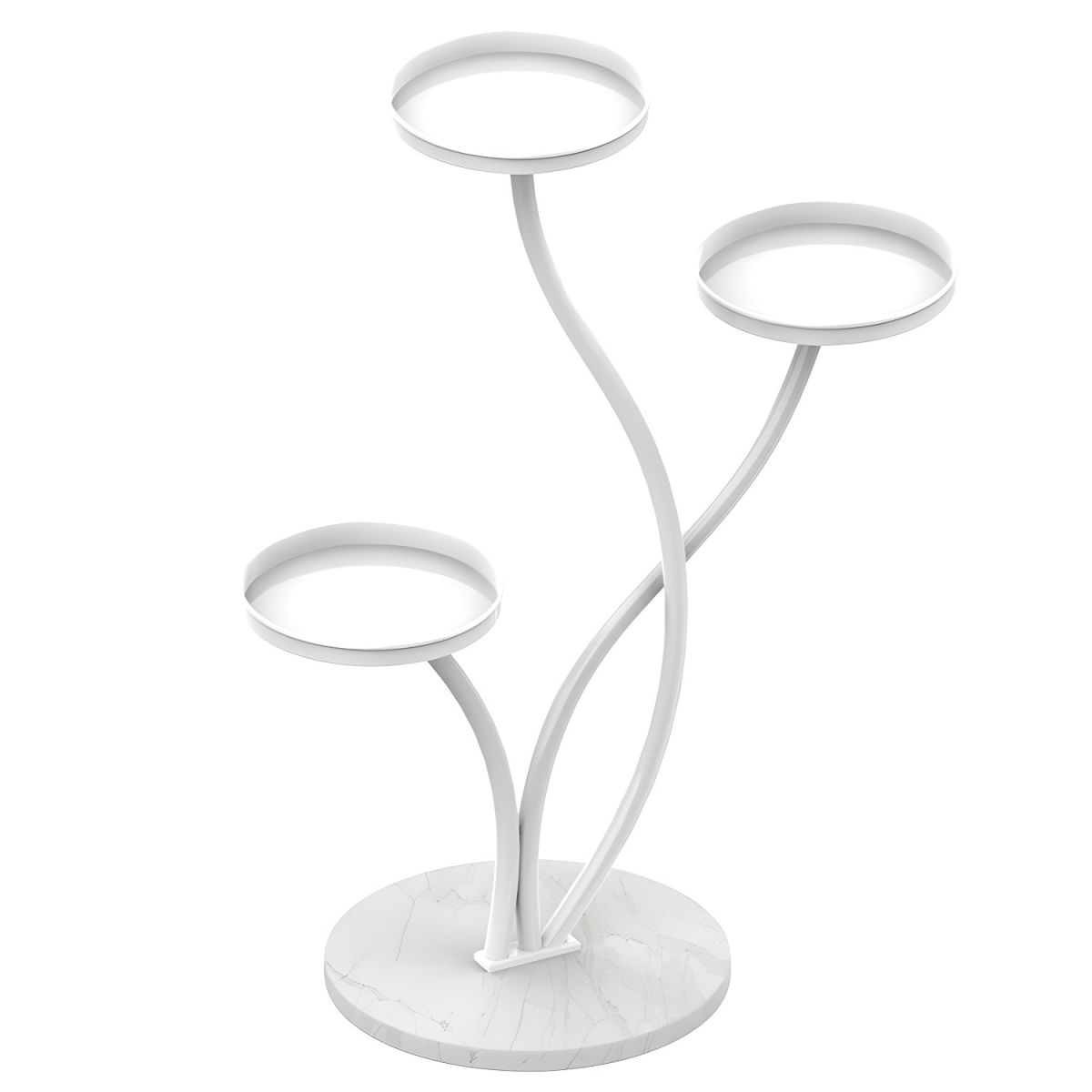 Elegant Round Metal Plant Stand with 3 Shelves and Stone Base
