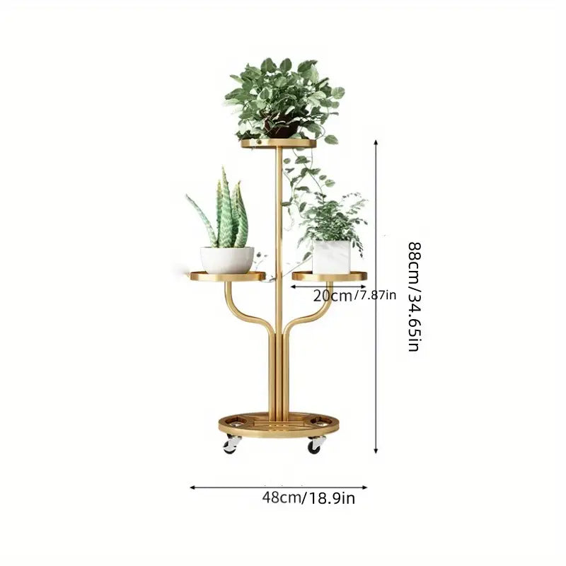 Metal Plant Stand with Wheels Modern Decoration Plant