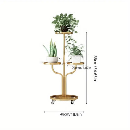 Metal Plant Stand with Wheels Modern Decoration Plant