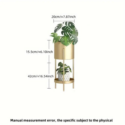 Modern Metal Floor Flower Stands Stand with Planter Set of-2