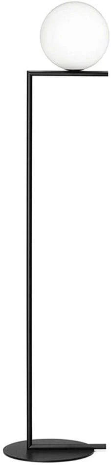 Modern Luxury Brass Floor Lamp with White Glass Shade – Black