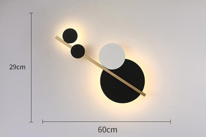 Anasay | LED Round Wall Art Lamp – Modern Black & Gold Accent Light with Warm White Glow