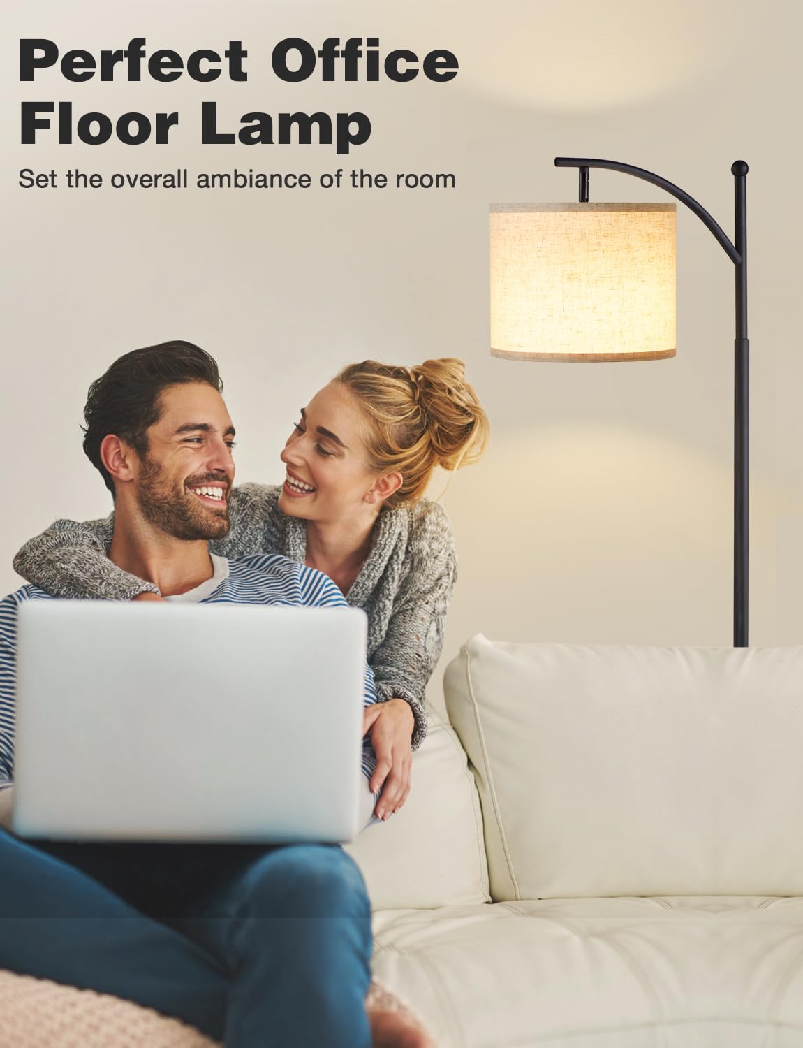 Anasay Modern Arc Floor Lamp Bulb with Foot Switch for Living Room, Bedroom & Office
