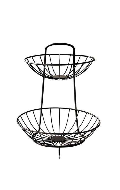 Make in Modern Steel 2-Tier Fruit & Vegetable Storage Basket for Dining Table, Black