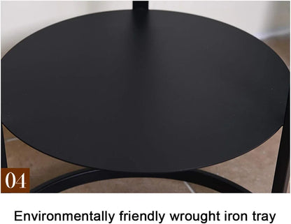 End Table with Lamp, Home Iron Floor Lamp, Floor Lamp with Storage Shelves