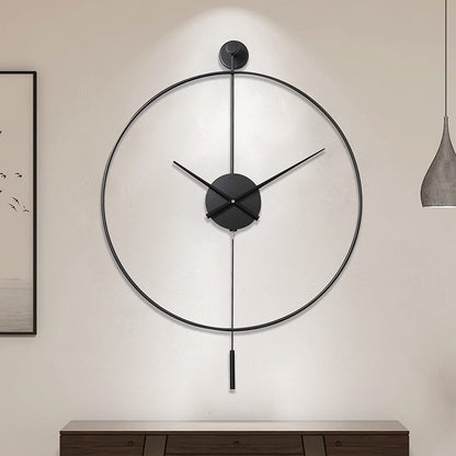 Anasay Deconet Classical Large Wall Clock – Silent Metal Clock with Pendulum for Living Room, Bedroom & Office (Black)