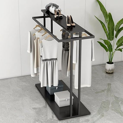 Anasay Commercial Grade Double Hanging Rods Garment Rack For Boutiques Retail Display Stand