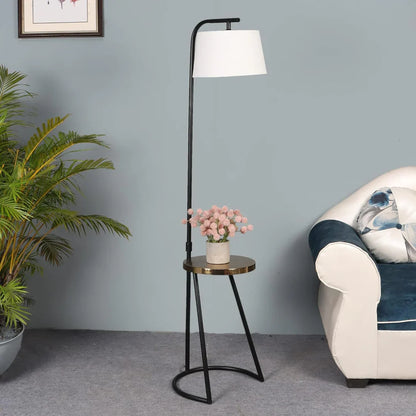 Contemporary Metallic Floor Lamp with Table