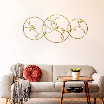 Anasay 3D Luxury Metal Leaf Wall Art – Set of 3 Gold Leaf Sculptures for Elegant Home Decor