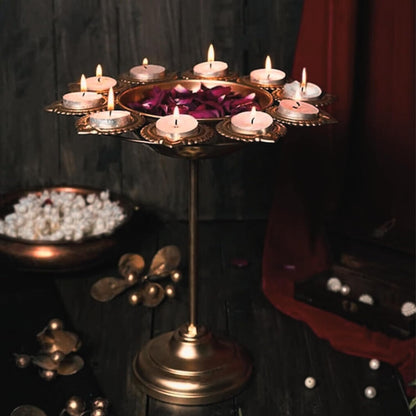 Diya Urli Bowl Stand for Home Decor (Pack of 3- Gold)