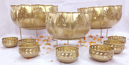 Taj Bowl Urli Candle Stand with Floating Diya | Urli for Home Decor and Festival Decor