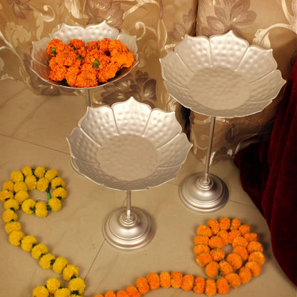Pack of 3 Decorative Urli Bowl for Home Decor with Stands for Floating Flowers Home Decor