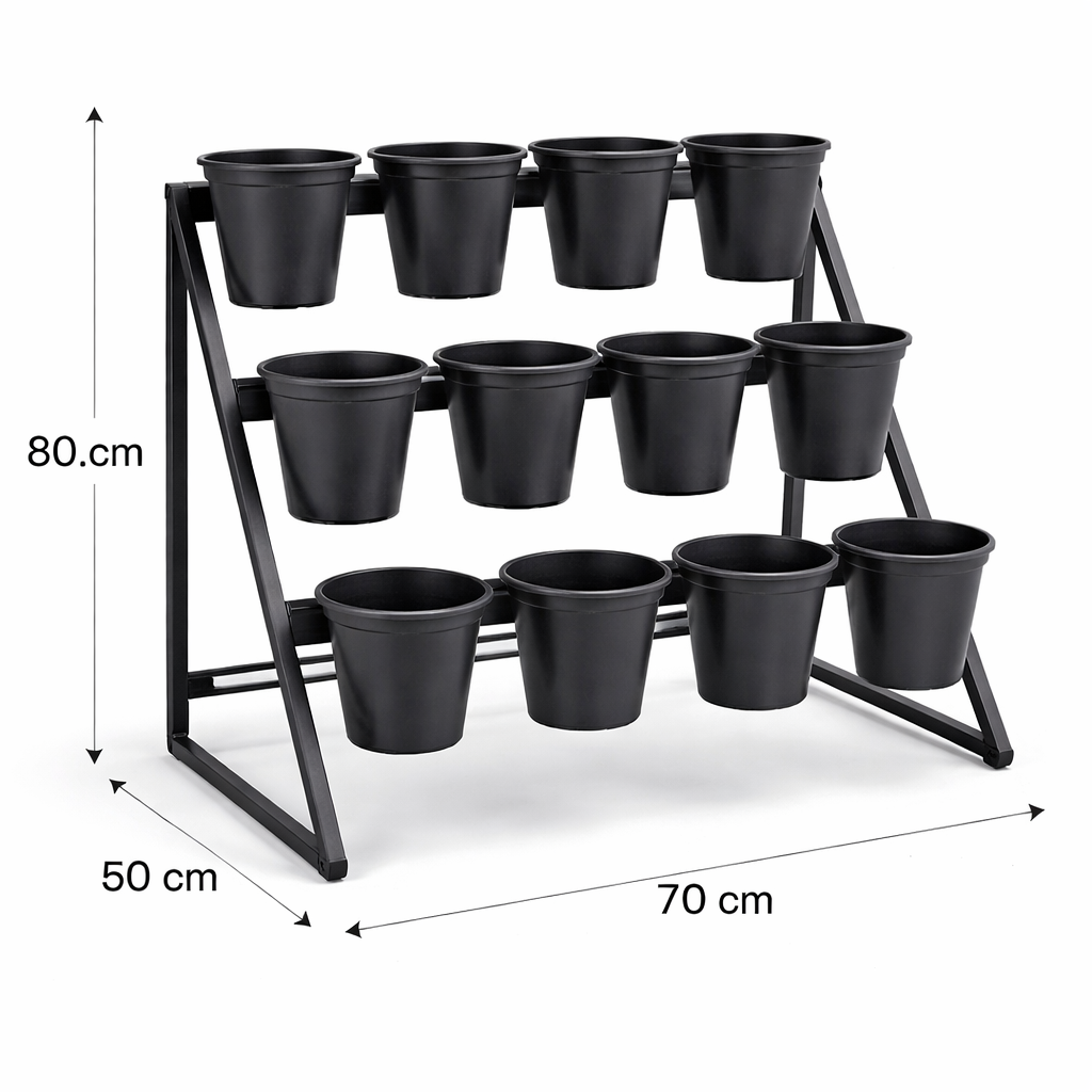 Anasay Modern Metal Flower Stands with 12 Pots