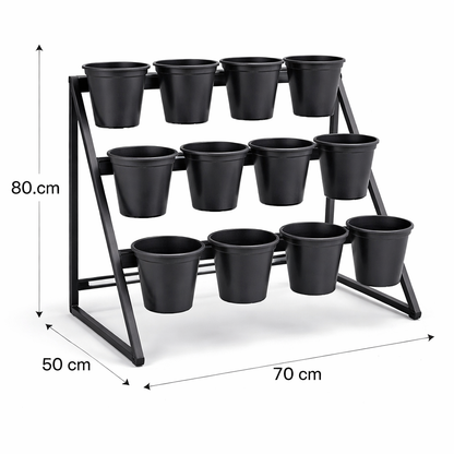 Anasay Modern Metal Flower Stands with 12 Pots