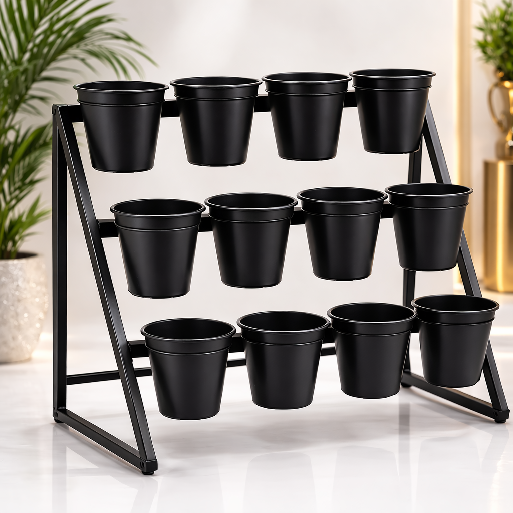Anasay Modern Metal Flower Stands with 12 Pots