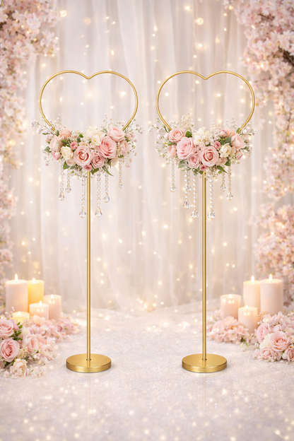 Anasay Wedding Arch Heart Metal Stand, 5 ft  set of 2