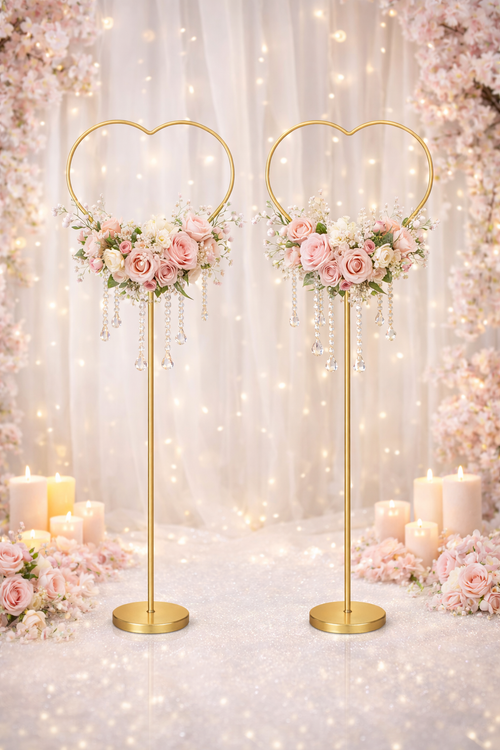 Anasay Wedding Arch Heart Metal Stand, 5 ft  set of 2