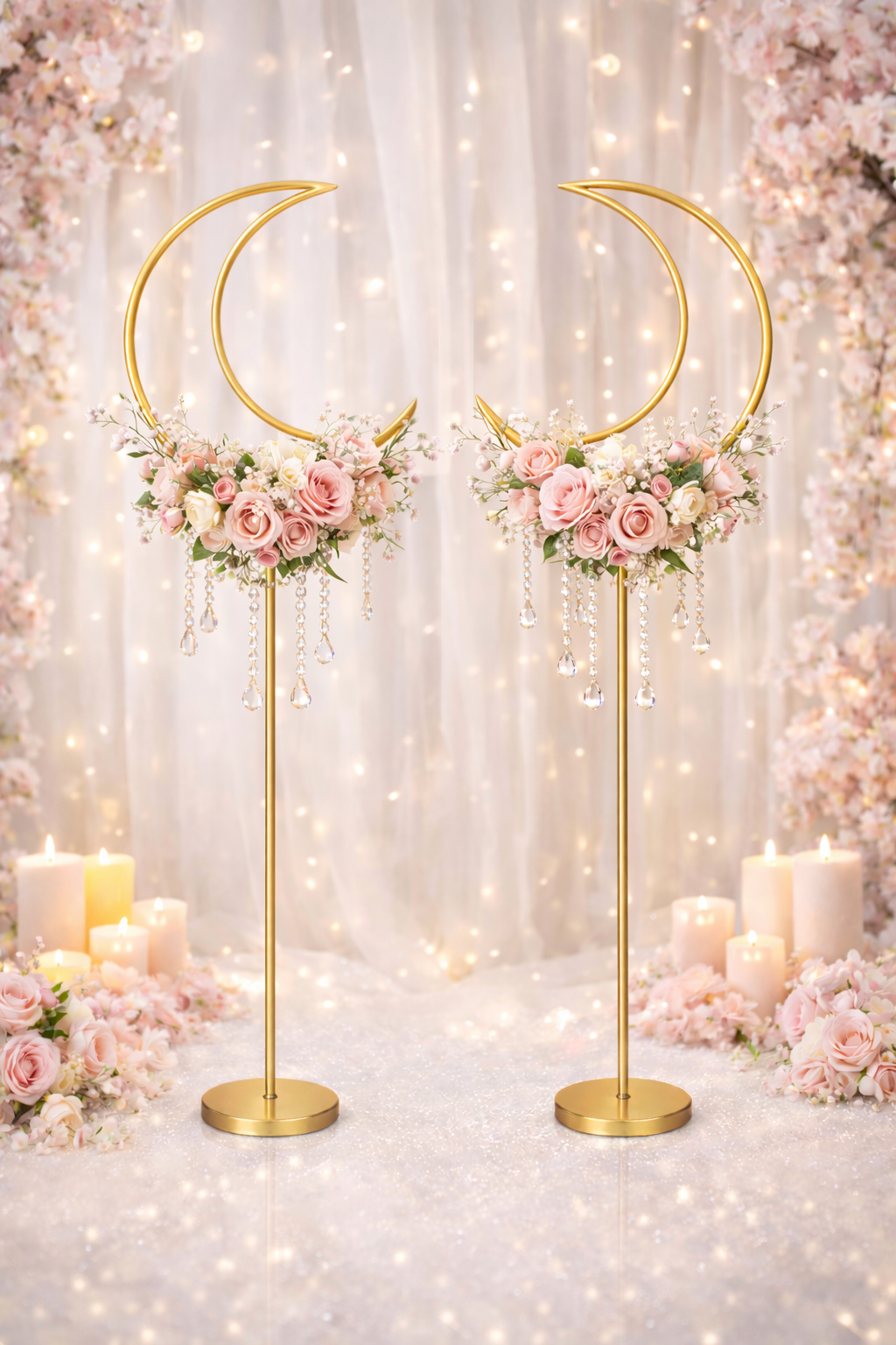 Anasay Wedding Arch Moon Metal Stand, 5 ft  set of 2