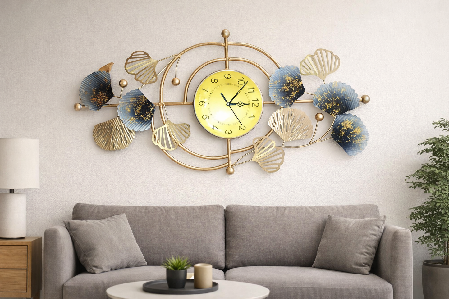 Golden Ginkgo Luxury Wall Clock