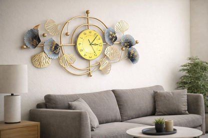 Golden Ginkgo Luxury Wall Clock