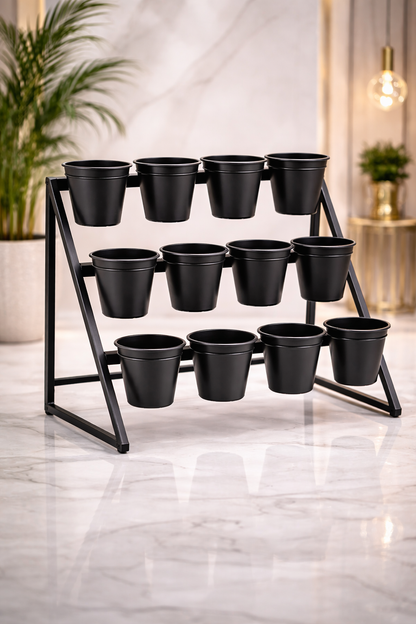 Anasay Modern Metal Flower Stands with 12 Pots