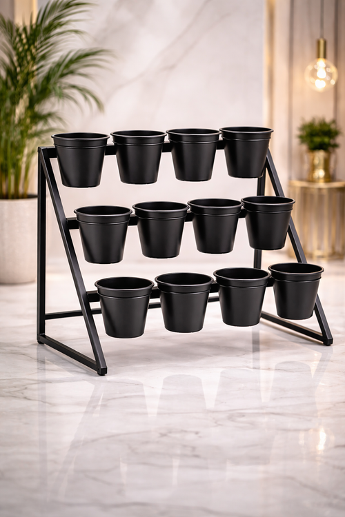 Anasay Modern Metal Flower Stands with 12 Pots