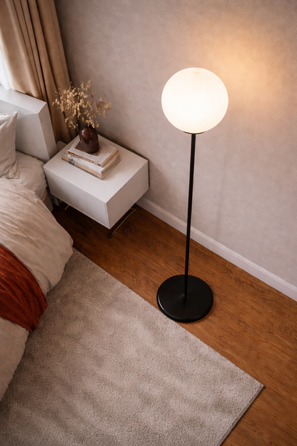 Minimalist Black Globe Floor Lamp for Living Room