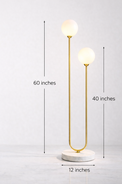 Modern Gold U-Shape Floor Lamp – Double Globe LED Standing Light