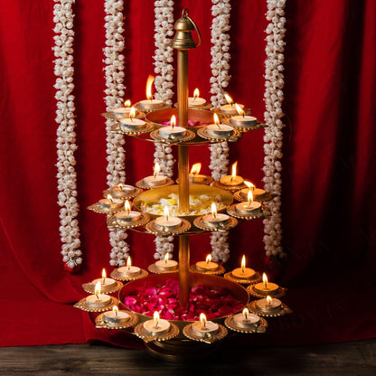 Exquisite 3 Layer Diya Urli Stand