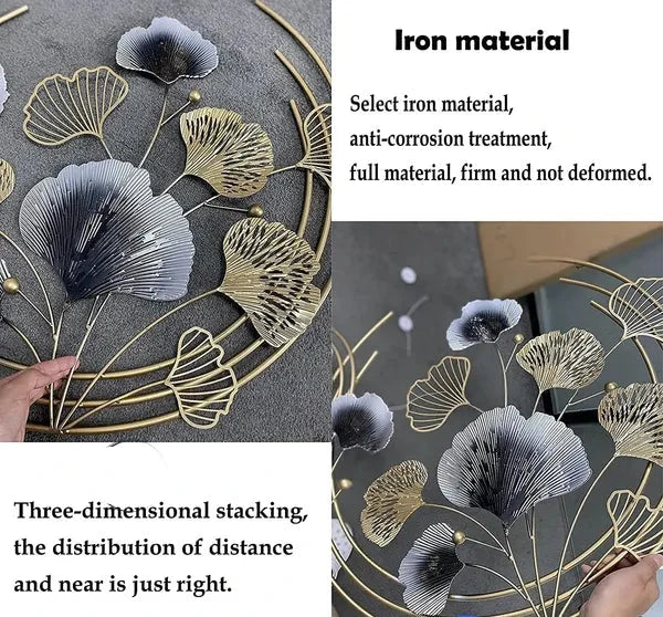 Double moon shaped metal wall art