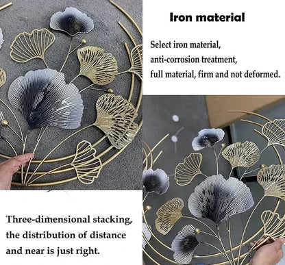 Double moon shaped metal wall art