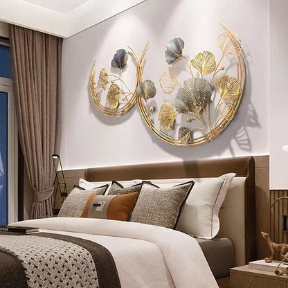 Double moon shaped metal wall art