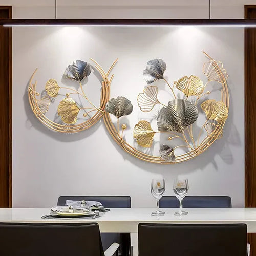 Double moon shaped metal wall art