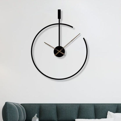 Anasay Minimal Arc – Premium Black Metal Wall Clock for Modern Home & Office Decor