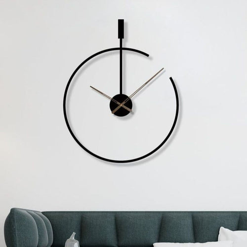 Anasay Minimal Arc – Premium Black Metal Wall Clock for Modern Home & Office Decor