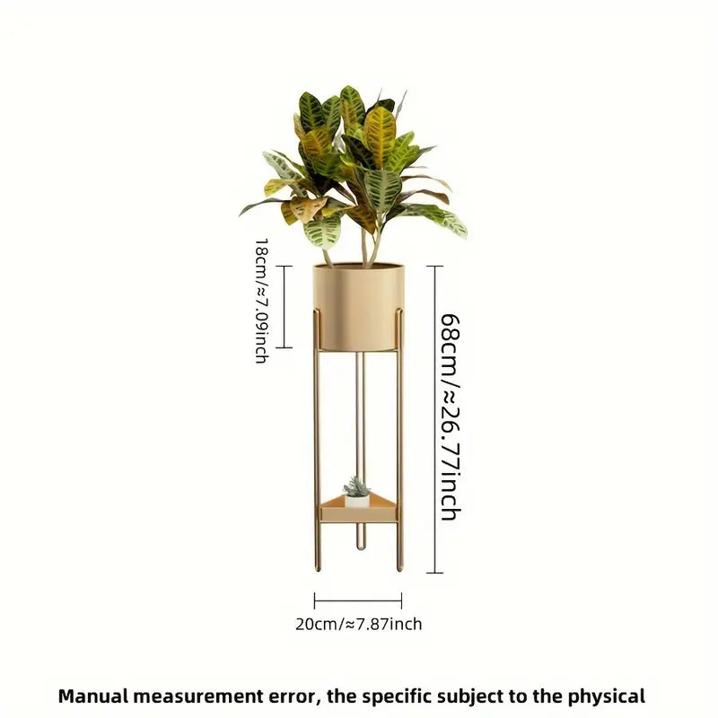 Modern Metal Floor Flower Stands Stand with Planter Set of-2