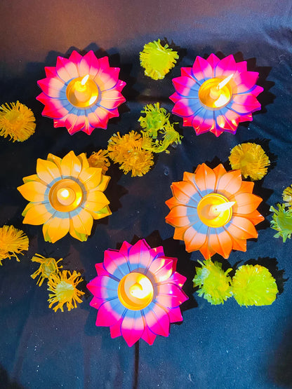 Premium Candle Flower Urli for Home Decor Diwali Decoration,Table Decor (Size - 5'' inch - Sat of - 5)