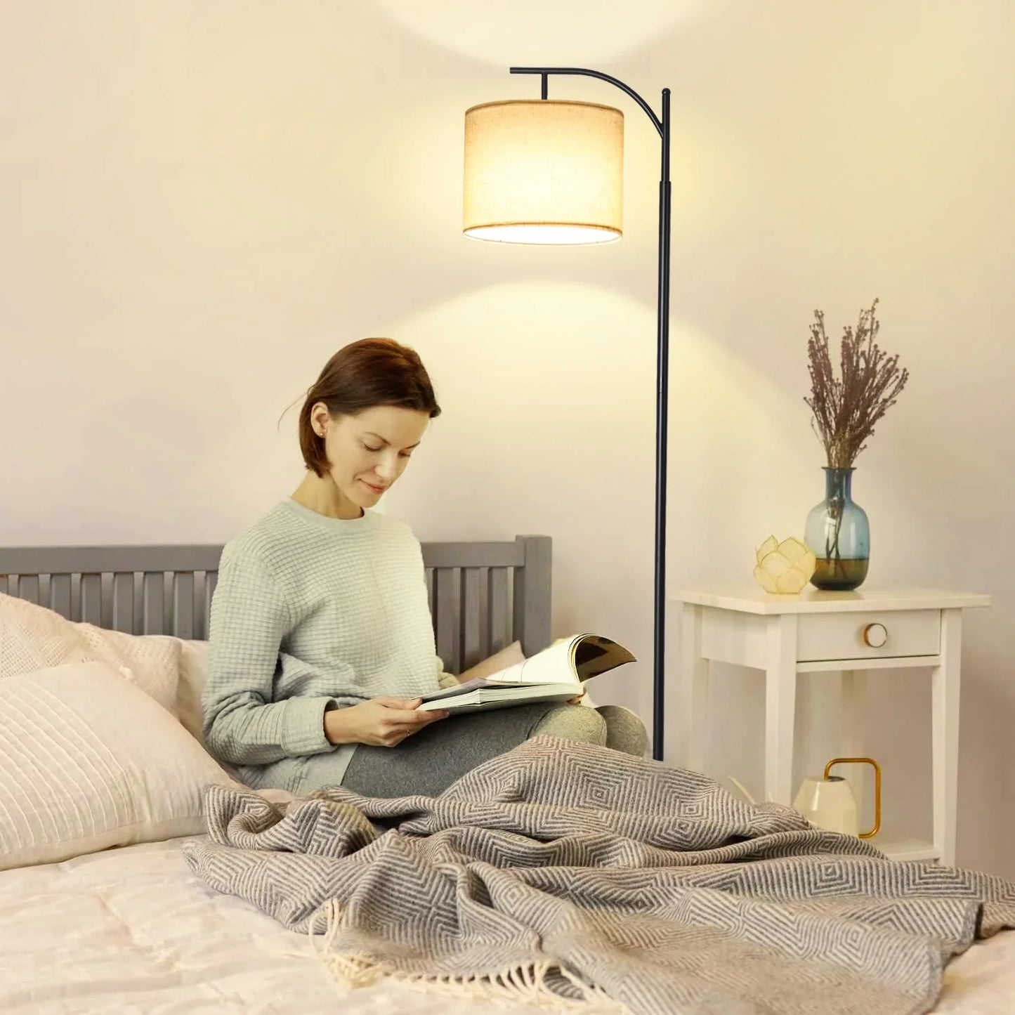 Anasay Modern Arc Floor Lamp Bulb with Foot Switch for Living Room, Bedroom & Office